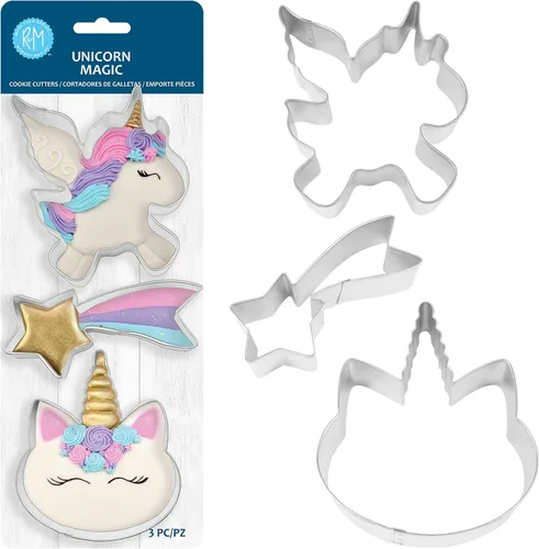 Vista 2 de R&M International 5212 Unicorn Magic Face, Winged and Shooting Star - Juego de cortadores de galletas (3 piezas)