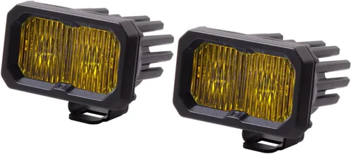 Vista 12 de Diode Dynamics C2 1.0 SAE Pod LED deportivo estándar amarillo (par), Combo con retroiluminación ámbar