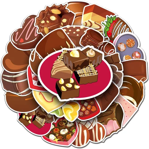 Vista 4 de Calcomanías temáticas de chocolate para adolescentes, adultos, amantes de los postres, entusiastas de los aperitivos, vinilo impermeable