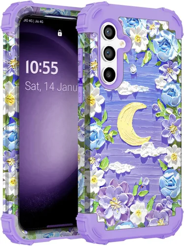 Vista 59 de Funda para Galaxy A14 5G Case, Patrón Floral 3 en 1 Protección Resistente de Servicio Pesado a Prueba de Golpes Parachoques de Goma de Silicona