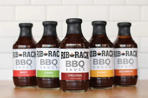Vista 4 de Rib Rack Salsa para barbacoa, paquete variado: original, miel dulce, borrón del sur y sidra de fogata, 4 unidades (el embalaje puede variar)