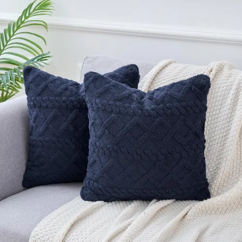 Vista 15 de uxcell Juego de 2 fundas de almohada de felpa de lana sintética, fundas de almohada con patrones geométricos, fundas de almohada decorativas