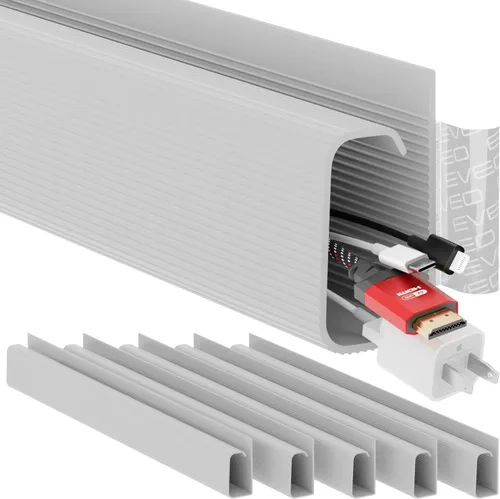 Vista 8 de EVEO Kit de gestión de cables debajo del escritorio (6 unidades) - Ocultador de cables para gestión de cables debajo del escritorio, ocultador