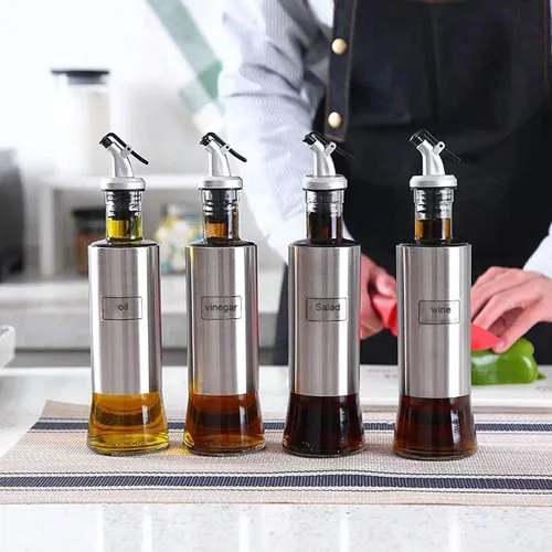 Vista 4 de Olive Oil Spouts, tapón de botella de vinagre Oil a prueba de fugas, dispensador de boquilla para aceite, vinagre, aceite de oliva, ensalada, vino