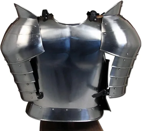 Vista 4 de Medieval Warrior Protector de hombro de acero para el pecho