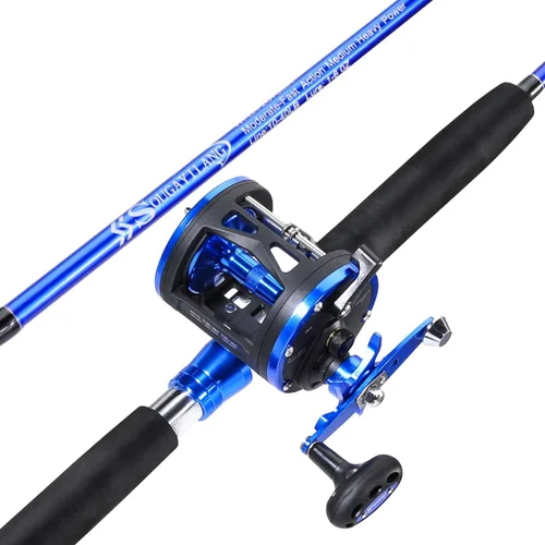 Vista 10 de Combo de caña de pescar Sougaiyang, combo de carrete de pesca con arrastre de 2 piezas con relación de engranajes de 3.8:1 y rodamientos 3+1