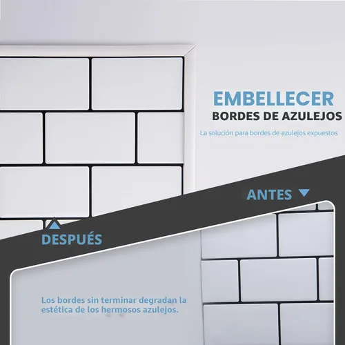 Vista 3 de Art3d Moldura de vinilo flexible de 30 pies para despegar y pegar para bordes de azulejos de pared, salpicaduras de cocina, marco de espejo en Blanco
