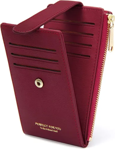 Vista 23 de Badiya Tarjetero para mujeres con RFID, carteras delgadas, plegables, tarjetero multifuncional, monedero