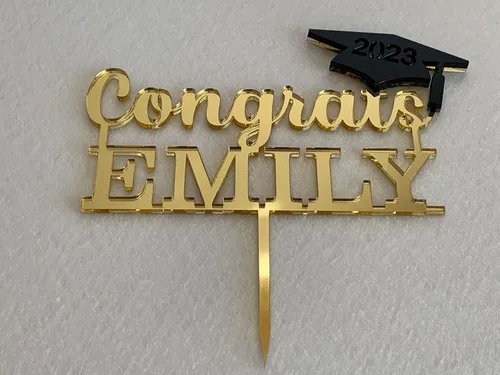Vista 6 de Decoración personalizada para pastel de felicitaciones con nombre personalizado para decoraciones de fiesta de graduación de último año 2025, clase