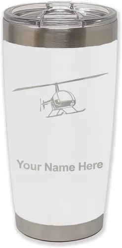 Vista 22 de LaserGram Vaso aislado al vacío de 20 onzas, helicóptero 2, grabado personalizado incluido (negro)
