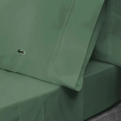 Vista 6 de Lacoste Juego de 2 fundas de almohada de 100% algodón percal – Fresco, crujiente, mate y duradero, certificado Oeko-Tex – Sólido, verde, estándar