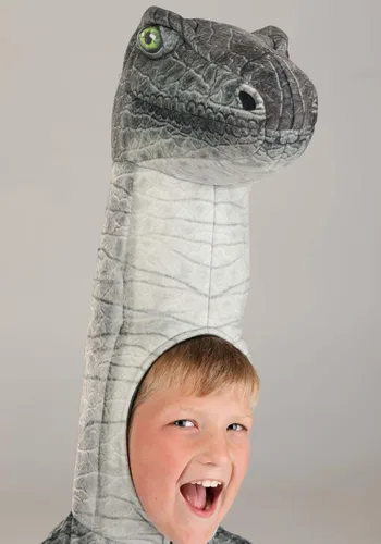 Vista 4 de Disfraz de brontosaurio para niños, traje de dinosaurio gris, mono de braquiosaurio jurásico