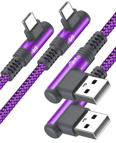 Vista 10 de sweguard Cargador USB a tipo C para iPhone 17 de 90 grados [2 unidades, 3.3 pies] Cable de carga rápida para iPhone 17 16 15 Pro Max Plus Galaxy S25