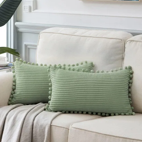 Vista 62 de Fancy Homi Juego de 2 fundas de almohada decorativas negras de 12 x 12 pulgadas con pompones para sofá y cama, decoración moderna de estilo bohemio