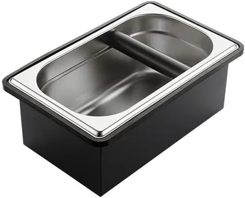 Vista 10 de Caja de acero inoxidable para café molido con base antideslizante extraíble, absorbente de golpes para molienda de filtro de portafiltros (S)