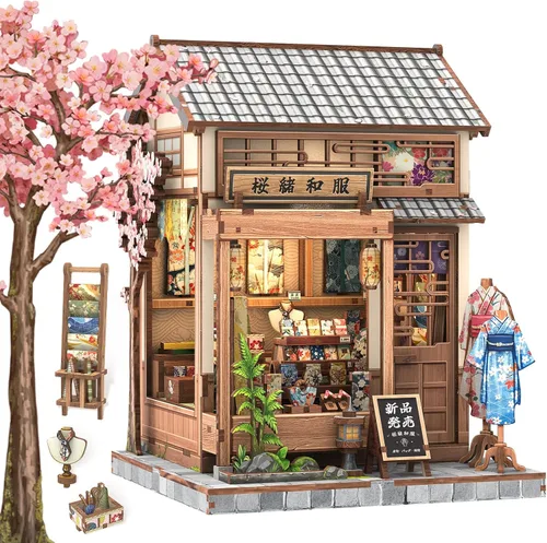 Vista 13 de CUTEBEE Rompecabezas de Madera 3D Caja de Música – Tiovivo Rincón de Libros DIY, Kit de Construcción de Modelo Mecánico Giratorio, Kit de Caja