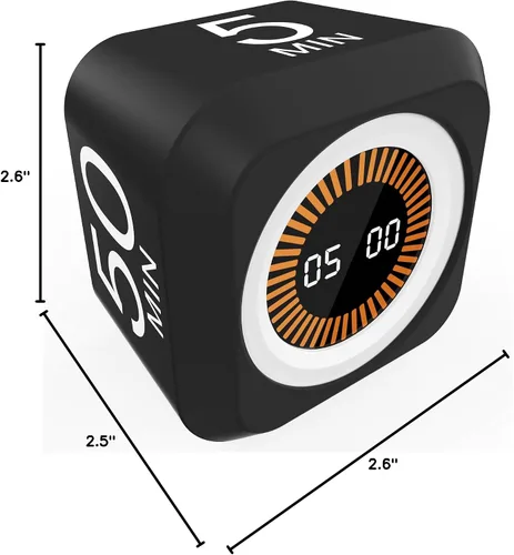 Vista 8 de Temporizador de cubo giratorio visual Pomodoro 5, 25, 10 50 minutos preestablecido + cuenta regresiva personalizada, temporizador de productividad