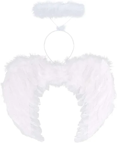 Vista 2 de IMEKIS Disfraces de ángel y diablo para niña bruja Halloween falda alas varita horca diadema de cuerno para cosplay 2-12T