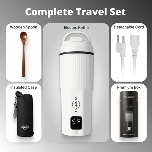 Vista 2 de Hervidor Eléctrico de Viaje - Acero Inoxidable 316, Hervidor de Té Portátil y Calentador de Agua, Hervidor de Agua Portátil de 450ml, 6 Ajustes