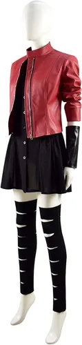 Vista 3 de Disfraz de bruja escarlata para cosplay de Wanda Maximoff, para mujer, niña, color rojo