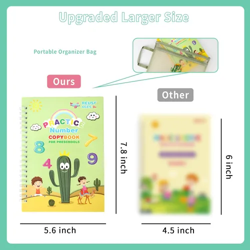 Vista 8 de Juego completo de práctica de escritura a mano, cuadernos reutilizables para niños, libros de práctica de escritura para niños, libros de trabajo