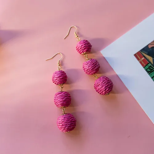 Vista 3 de Yanxyad Thread Ball Dangle Earrings Thread Dangle Earrings Soriee Drop Earrings Beaded Ball Ear Drop