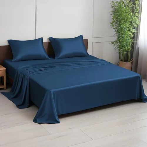 Vista 11 de Linenwalas Juego de sábanas de alta calidad 100% viscosa derivada de bambú, ultra suave, transpirable y refrescante, ideal para personas que duermen