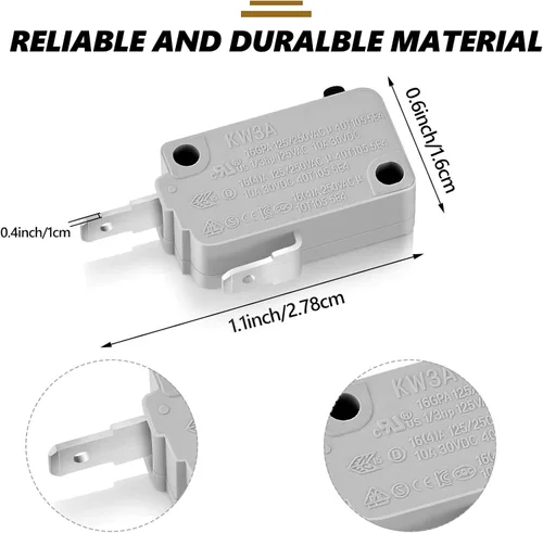 Vista 2 de Weewooday 4 piezas de repuesto para interruptor de puerta de horno de microondas, parte Kw3a normalmente abiertos normalmente cerrados, compatibles