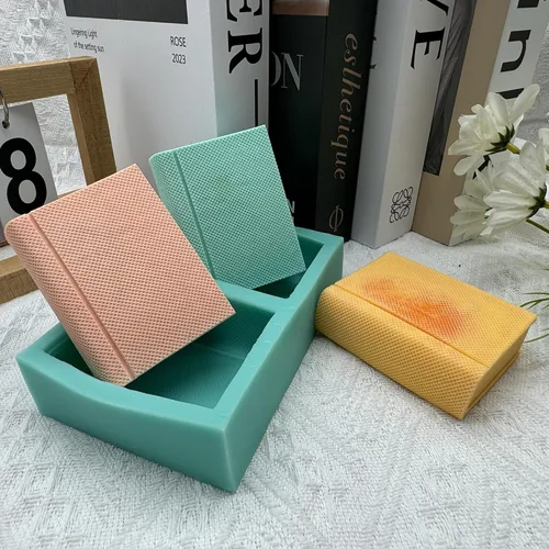Vista 6 de Molde de jabón de silicona de dos libros, moldes de cera de vela hechos a mano, molde de silicona para pastel de mousse de chocolate, gelatina