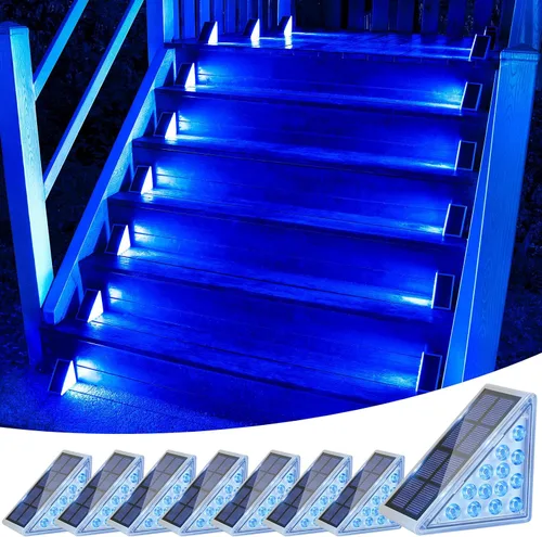 Vista 19 de VOLISUN Paquete de 6 luces solares para escaleras, 7 colores fijos, luces solares para escalones al aire libre, impermeables, IP67, luz LED