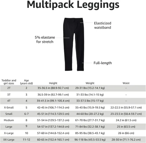 Vista 3 de Tienda Essentials - Leggings para niña (3 unidades)