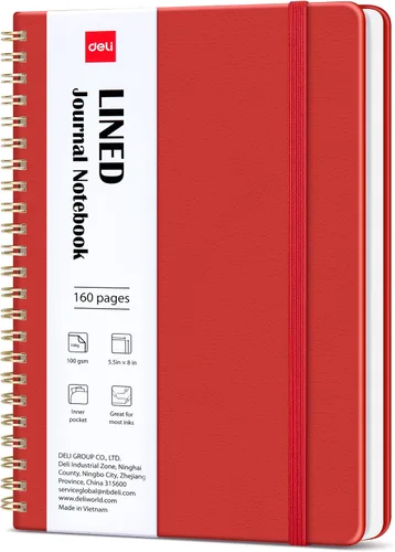 Vista 9 de deli Black Lined Spiral Journal Notebook, 160 Pages, A5 (5.5"x8") Hardcover Writing Notebook, College Ruled Spiral Bound Journal for Women & Men