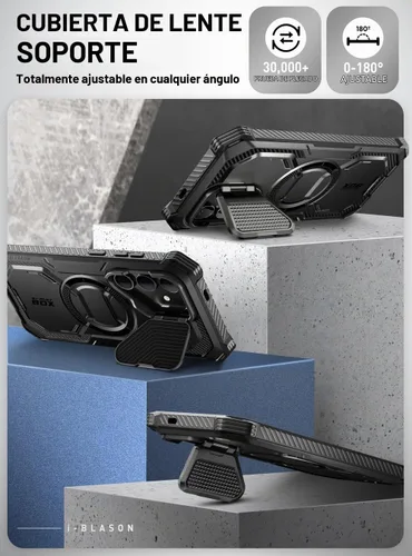 Vista 5 de i-Blason Armorbox - Funda para Samsung Galaxy S24 Plus, S24+ con protector de pantalla integrado, soporte y funda para cámara (negro)