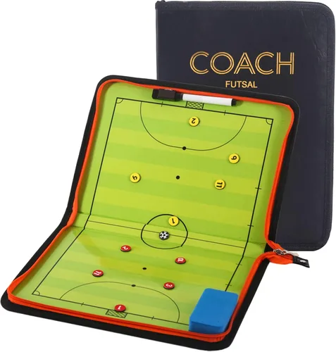 Vista 2 de Pure Vie Tabla magnética de tácticas de entrenamiento de fútbol, portapapeles de fútbol portátil para entrenadores de fútbol de borrado en seco