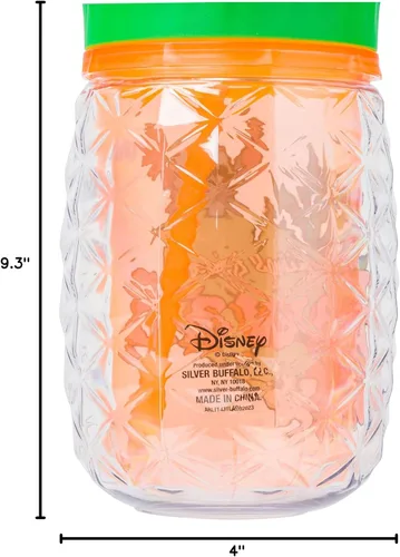 Vista 10 de Silver Buffalo Disney Lilo y Stitch Saludos desde Hawái con Scrump, Vaso de doble pared con forma de piña, 473 ml (16 oz)