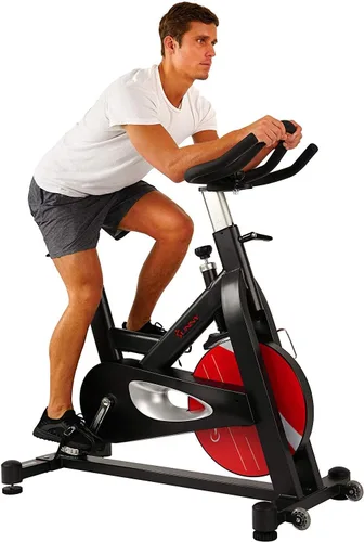 Vista 13 de Sunny Health & Fitness Stationary Exercise Bike Machine w/ Adjustable Cushion Seat & Multi-Grip Handlebar, Indoor Cycling Equipment for Home Cardio