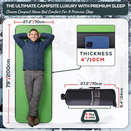 Vista 2 de Gear Doctors Artemis 8.3 R-Value - Colchoneta de dormir autoinflable para campamento, colchón de aire, para 4 estaciones, espuma de aire 3D de 4