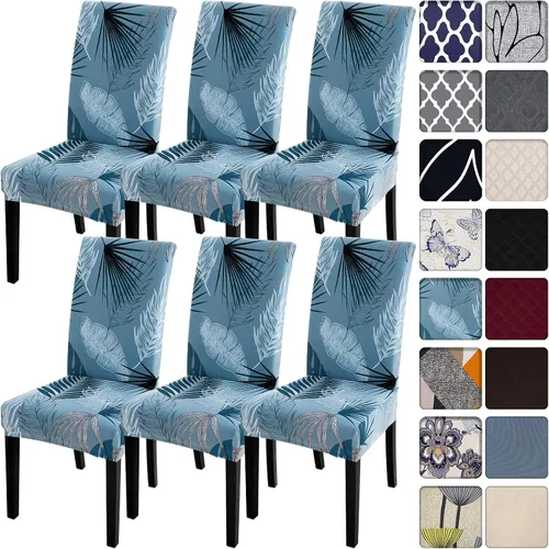 Vista 47 de SearchI Juego de 2 fundas elásticas para sillas Parsons de comedor, fundas elásticas con estampado de elastano, extraíbles, lavables, fundas