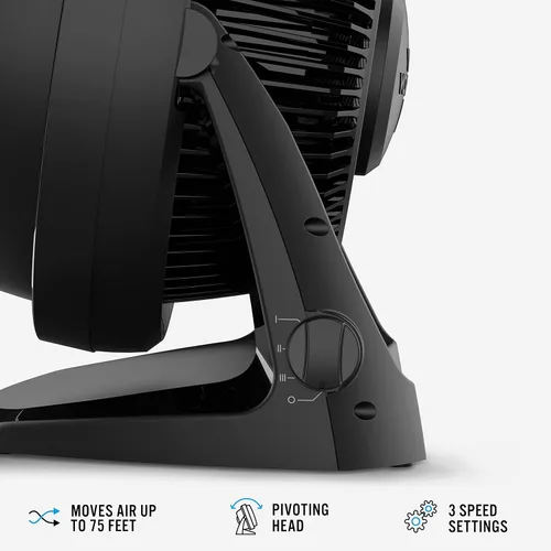 Vista 2 de Vornado Ventilador circulador de aire para toda la habitación con 3 velocidades, color negro
