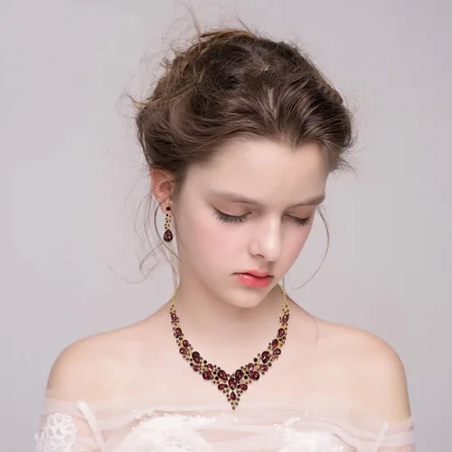 Vista 2 de BriLove - Juego de joyas de boda para mujer con cristales austriacos