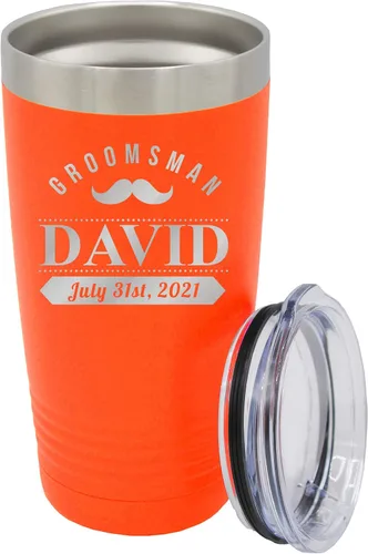 Vista 16 de Vaso de padrinos de boda grabado personalizado, taza de acero inoxidable aislada personalizada para padrino de boda, despedida de soltero, boda