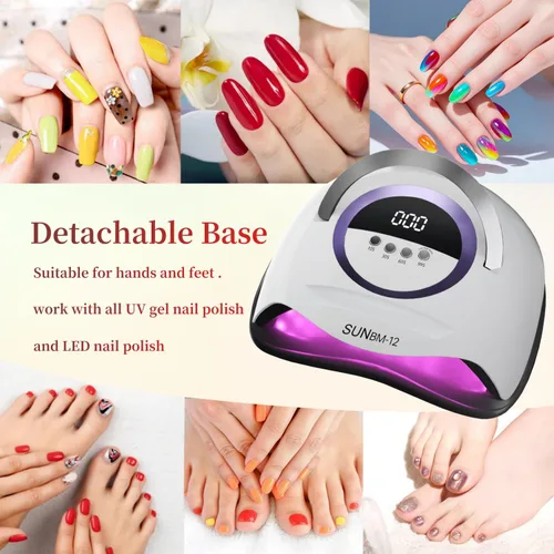Vista 6 de Lámpara de uñas UV LED con 72 perlas, lámparas de curado de uñas de 300 W para esmalte de gel con sensor automático/4 ajustes de temporizador