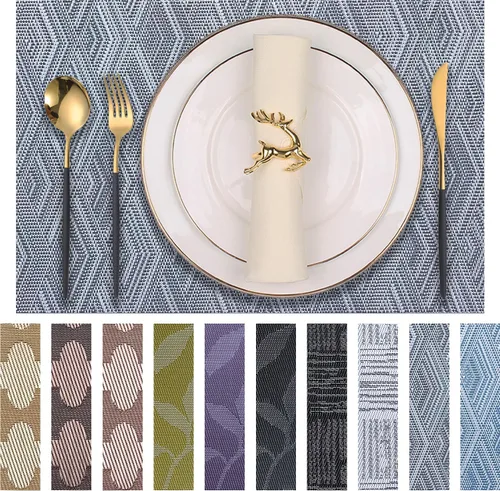 Vista 26 de Manteles individuales de vinilo resistentes al calor, lavables, fáciles de limpiar, manteles individuales de plástico para cocina, mesa de comedor