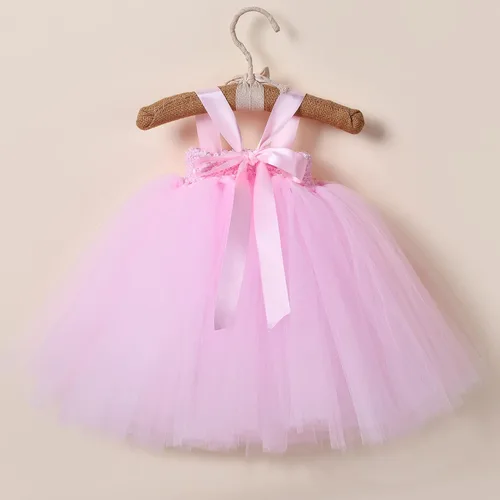 Vista 3 de Baby Girl CostumeToddler Girls Tulle Dress Pink Tutu Skirt Princess Birthday Sundress with Headband