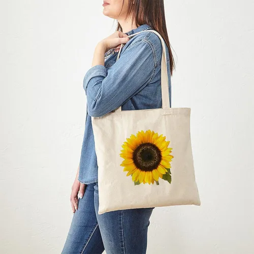 Vista 3 de CafePress Bolsa de asas de girasol Bolsa de asas de lona natural, bolsa de compras reutilizable, Caqui, S