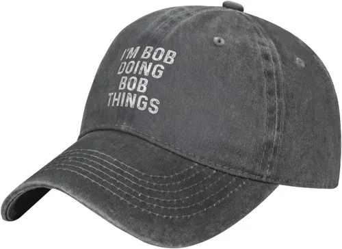 Vista 2 de Gorra de béisbol con texto en inglés "I'm Bob Doing Bob Things", gorra de béisbol ajustable para deportes al aire libre