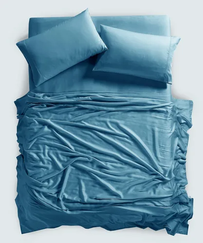 Vista 2 de Juego de sábanas 100% Tencel, 4 piezas con bolsillos profundos de hasta 18 pulgadas, lujosamente frescas, súper suaves y sedosas de tejido de satén