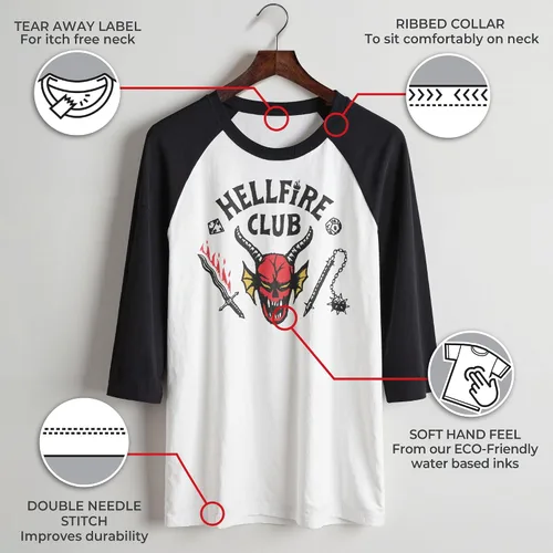 Vista 3 de Fifth Sun Hellfire Club - Camiseta raglán de manga 34 para hombre