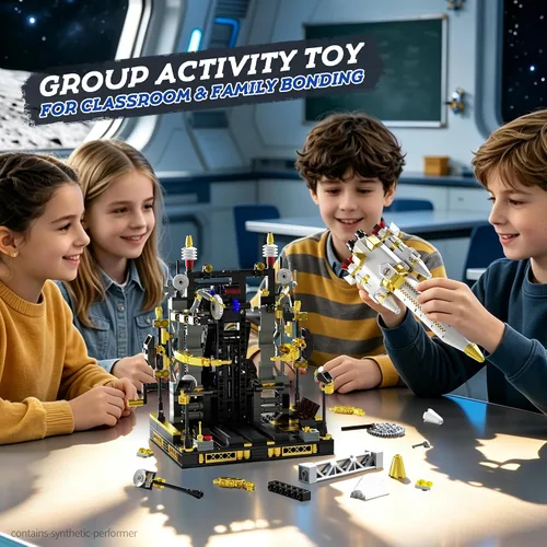Vista 3 de Kit de construcción de cohetes espaciales, juguete de transbordador espacial 8-12, juego de bloques de construcción de juguete espacial STEM