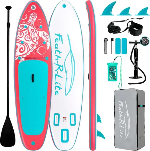 Vista 24 de FEATH-R-LITE Inflatable Stand Up Paddle Board with Beginner SUP Accessories